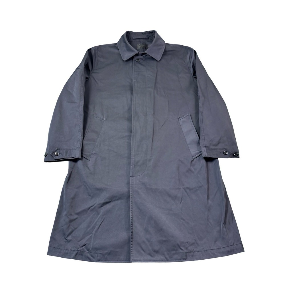 J.Crew Navy Blue Cotton Polyester Olmetex Mens Trench Coat Size Medium M